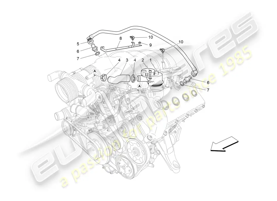 maserati granturismo (2009) oil vapour recirculation system parts diagram