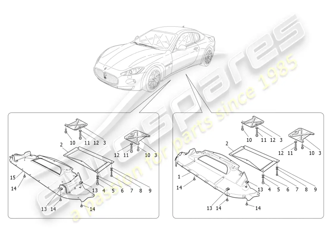 maserati granturismo s (2017) underbody and underfloor guards parts diagram