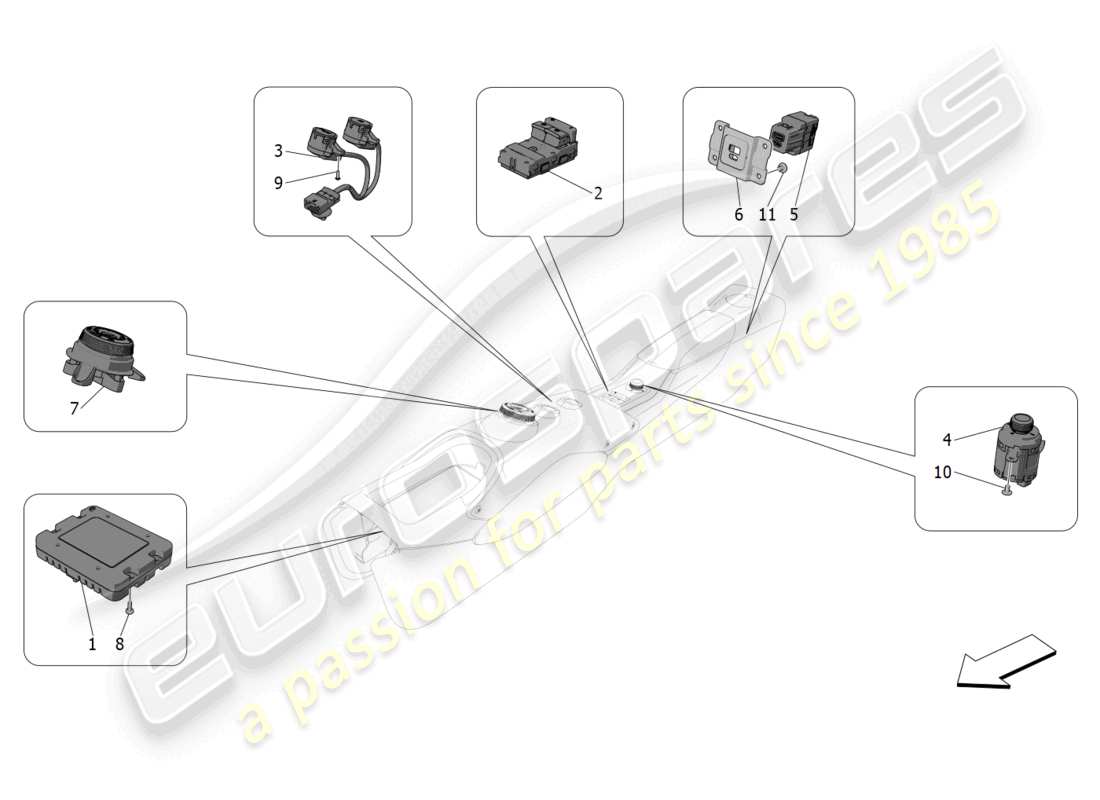 maserati mc20 (2022) centre console devices part diagram