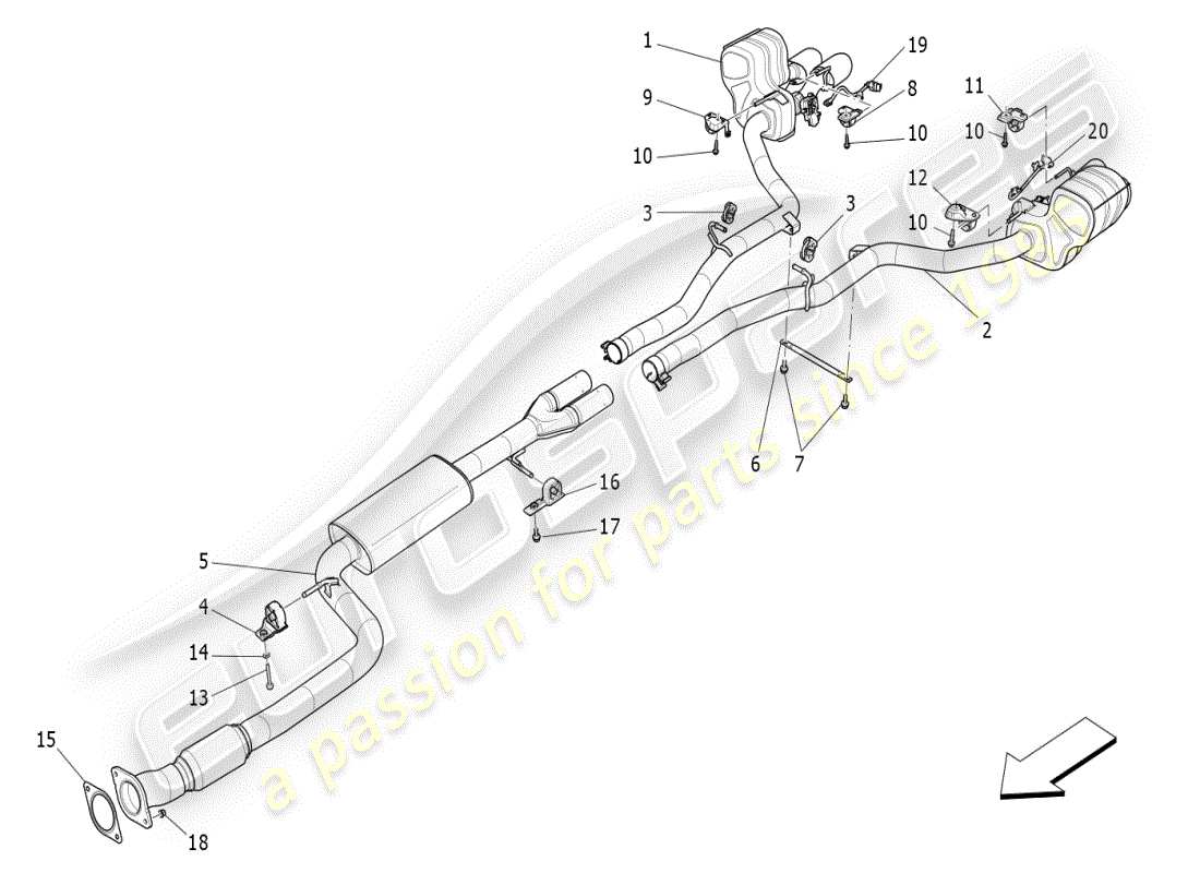 maserati ghibli (2021) silencers part diagram