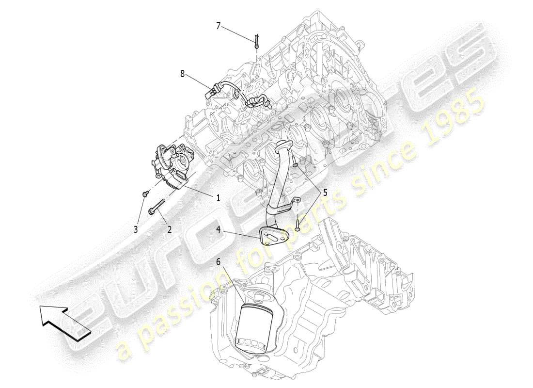 maserati ghibli (2021) lubrication system: pump and filter part diagram