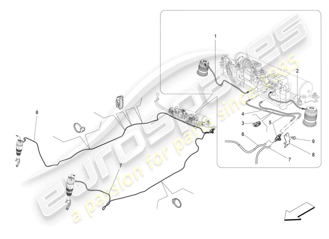 maserati levante (2018) air suspension system part diagram