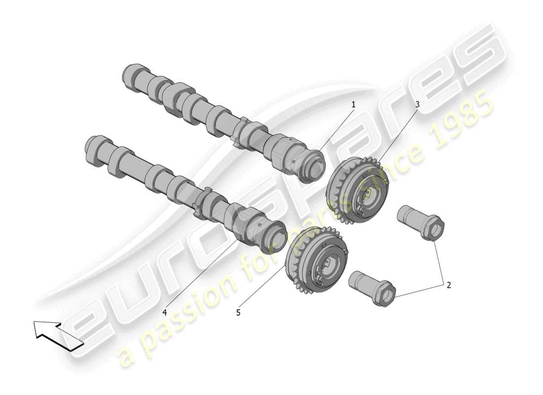 maserati mc20 (2022) lh cylinder head camshafts part diagram