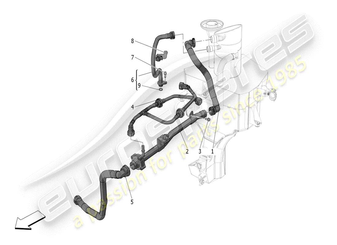 maserati mc20 (2024) oil vapour recirculation system parts diagram