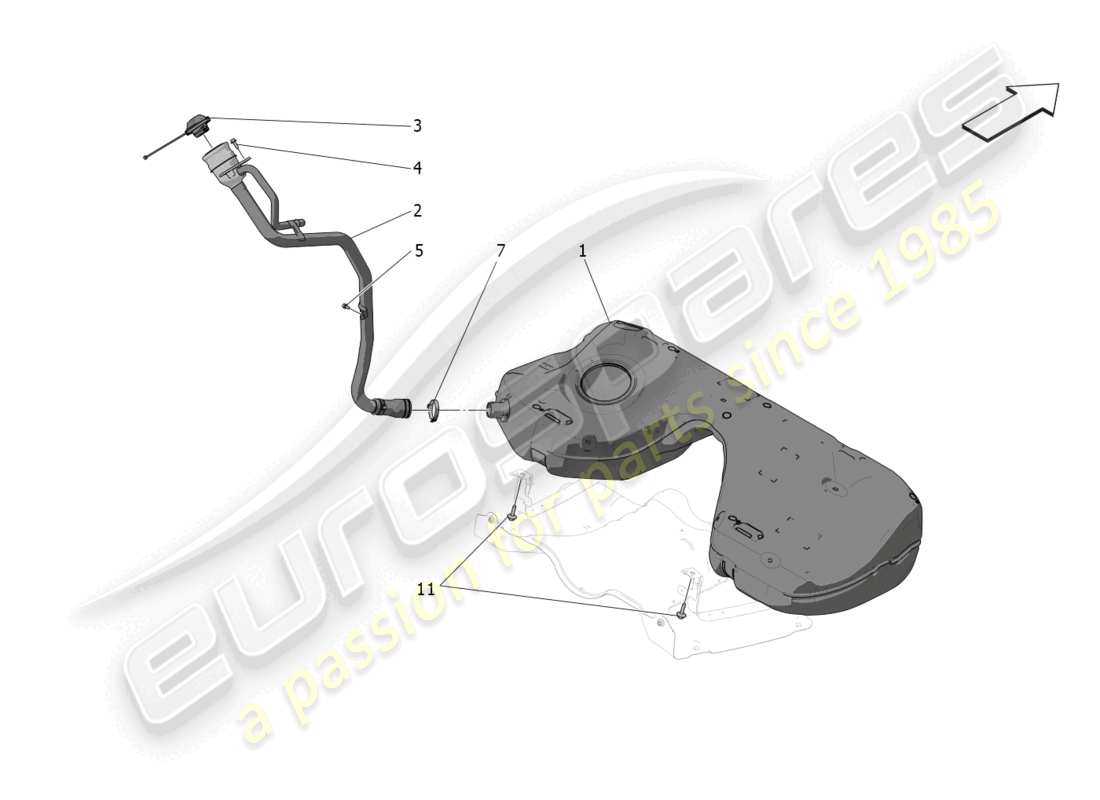 maserati grecale gt (2023) fuel tank part diagram