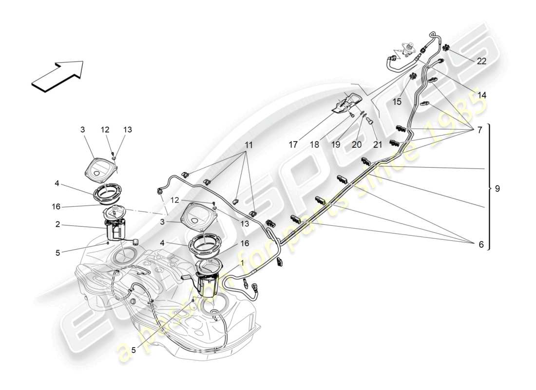 maserati levante modena (2022) fuel pumps and connection lines part diagram