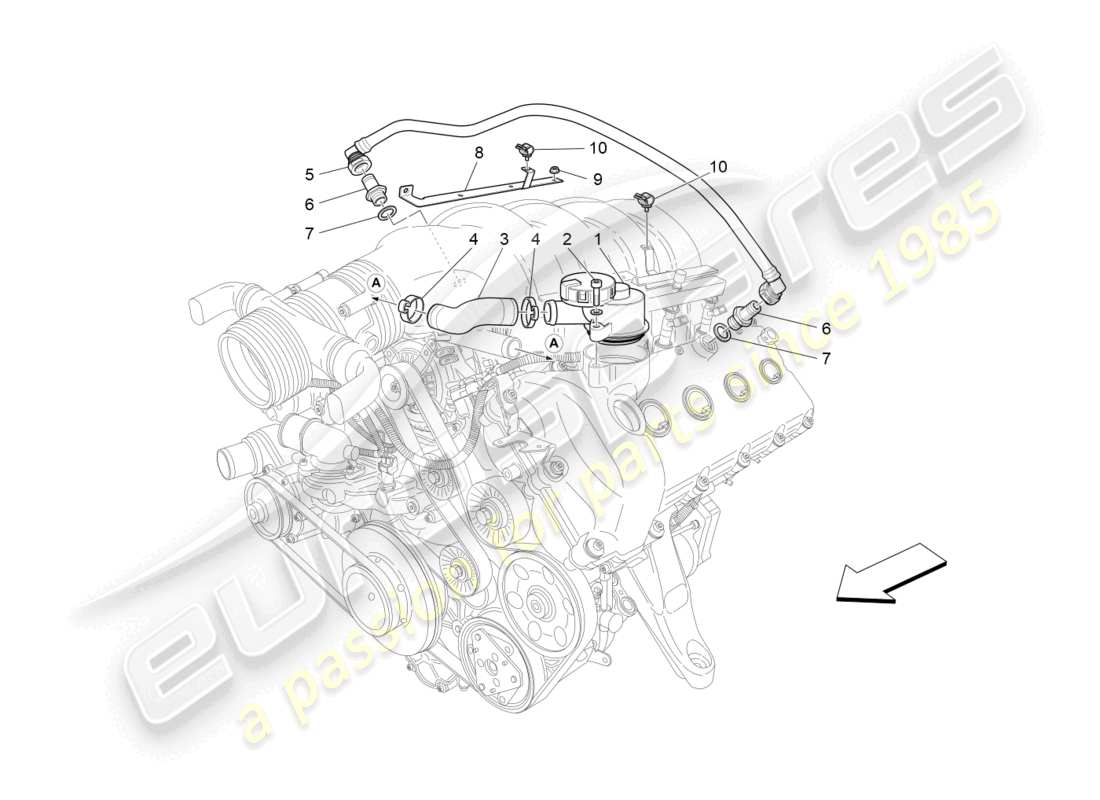 maserati granturismo mc stradale (2012) oil vapour recirculation system part diagram