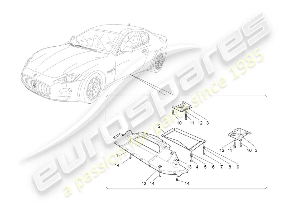 maserati granturismo (2011) underbody and underfloor guards parts diagram