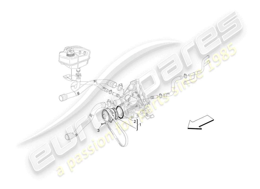 maserati granturismo mc stradale (2011) cooling system: water pump part diagram