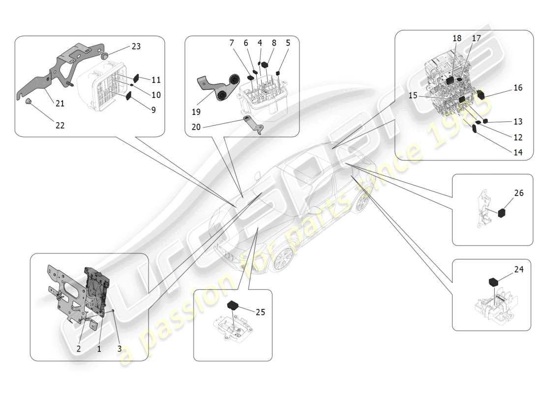 maserati grecale gt (2023) relays, fuses and boxes part diagram