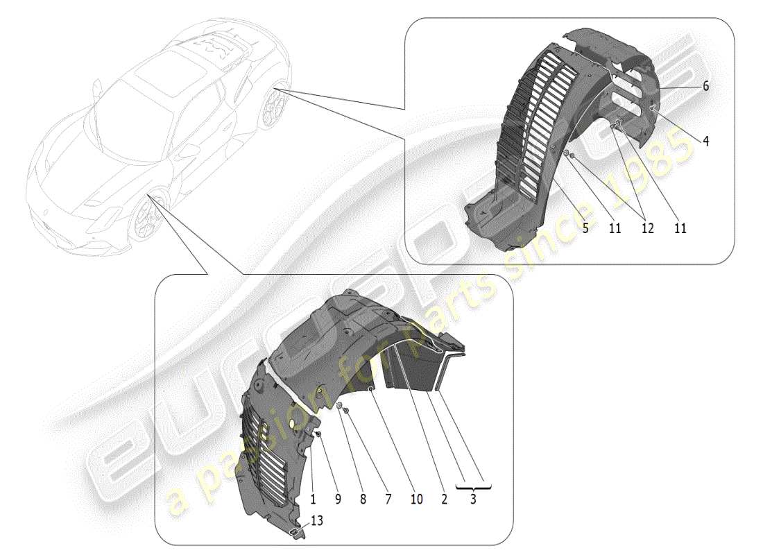 maserati mc20 (2024) wheelhouse and lids part diagram