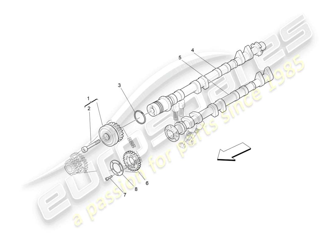 maserati granturismo mc stradale (2011) lh cylinder head camshafts parts diagram