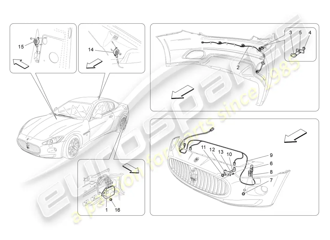maserati granturismo (2011) parking sensors parts diagram