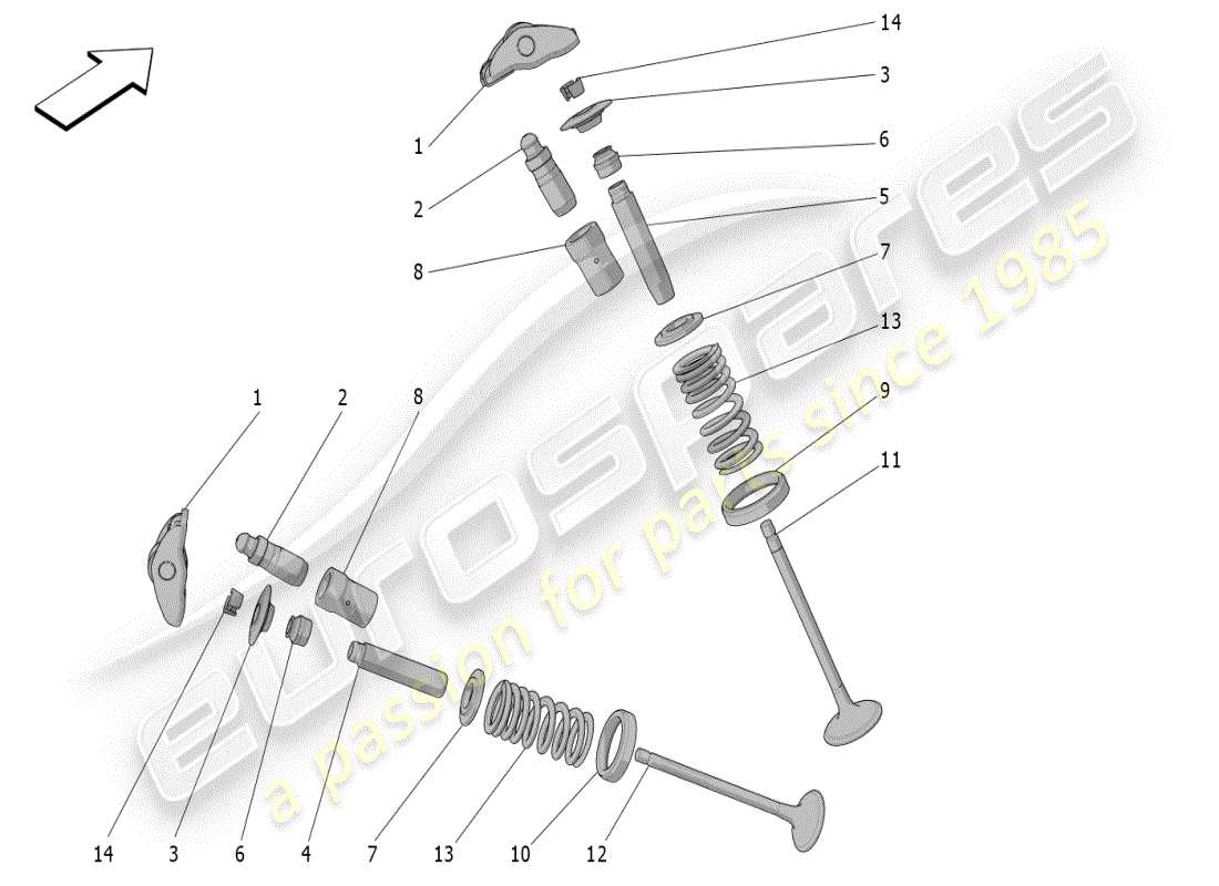 maserati mc20 (2024) valves parts diagram
