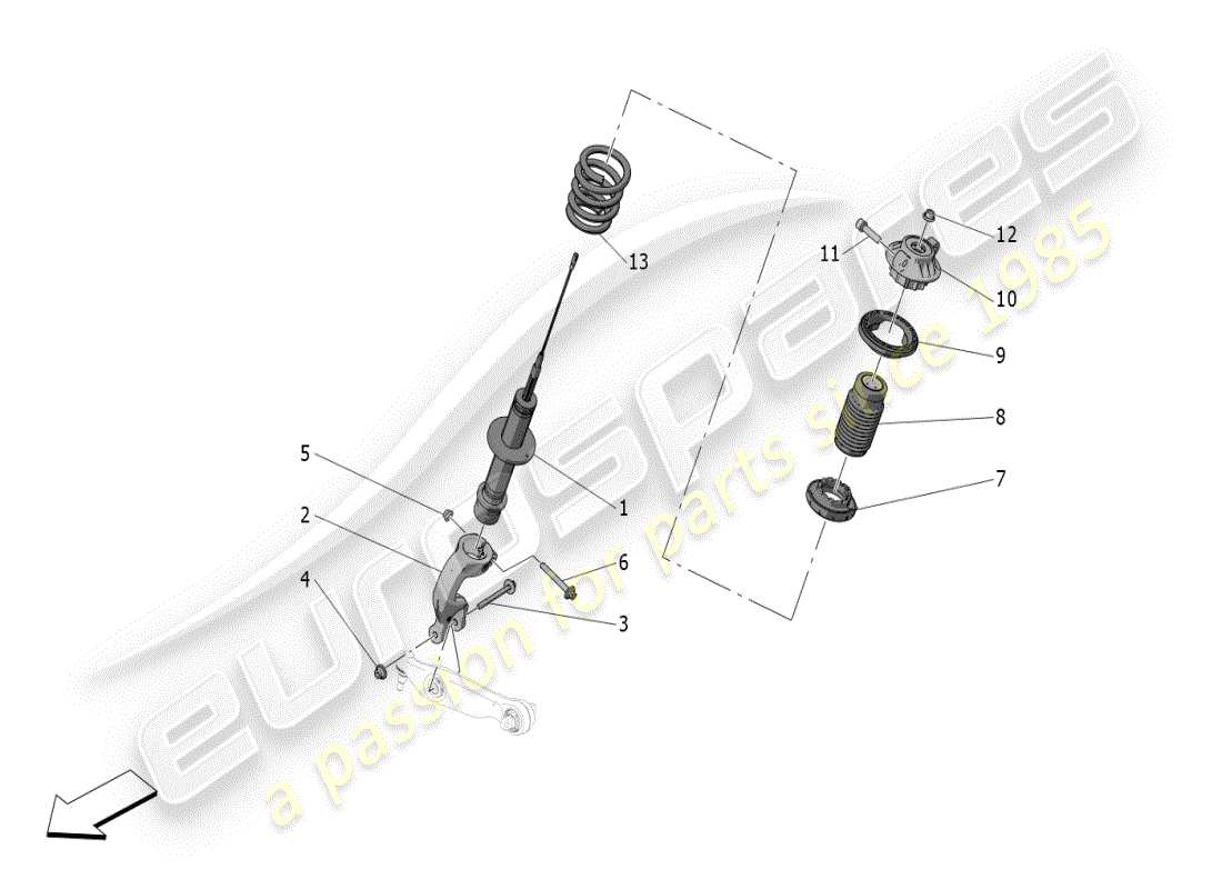 maserati mc20 (2024) rear shock absorber devices parts diagram