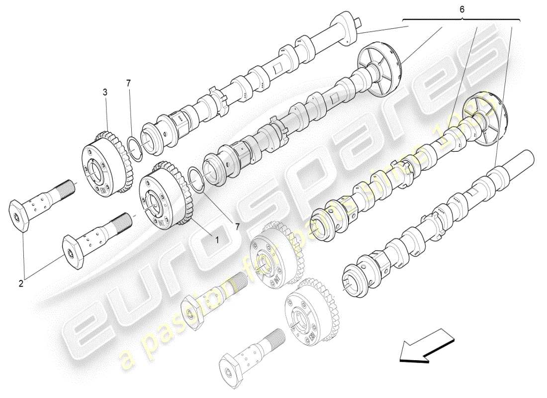 maserati ghibli (2019) rh cylinder head camshafts part diagram