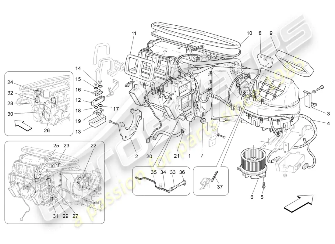 maserati granturismo (2012) a/c unit: dashboard devices parts diagram