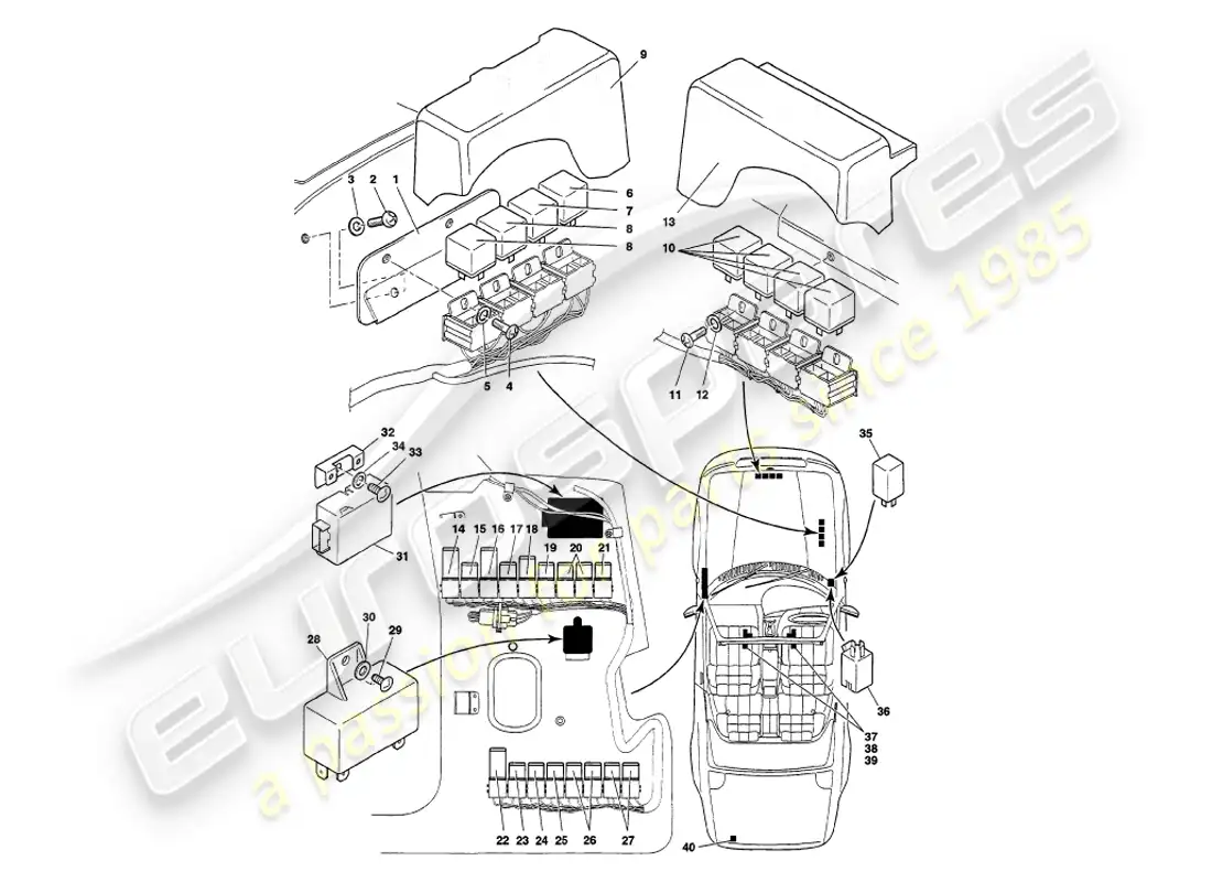 aston martin v8 volante (2000) relays, to vin 89026 part diagram