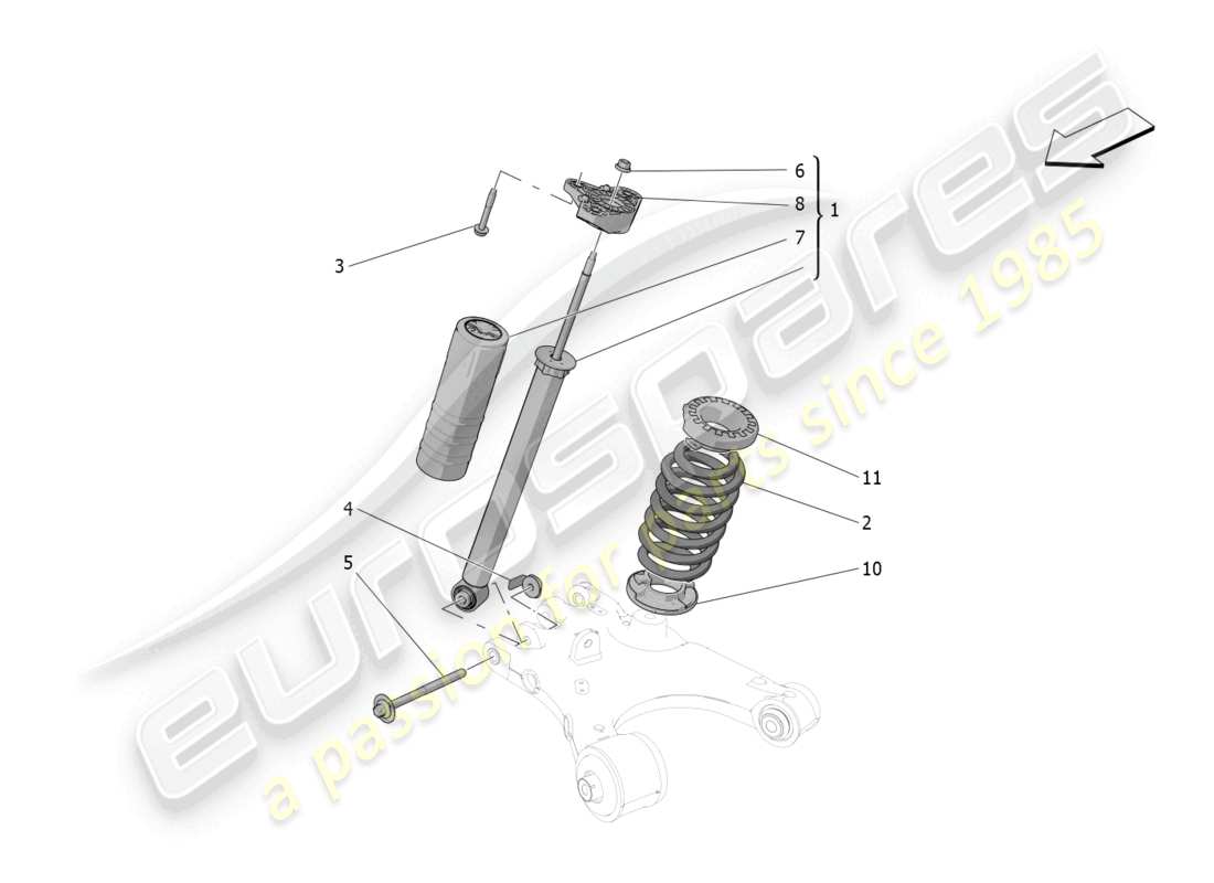 maserati grecale gt (2023) rear shock absorber devices part diagram