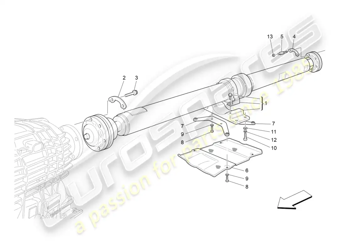 maserati granturismo (2012) transmission shaft parts diagram