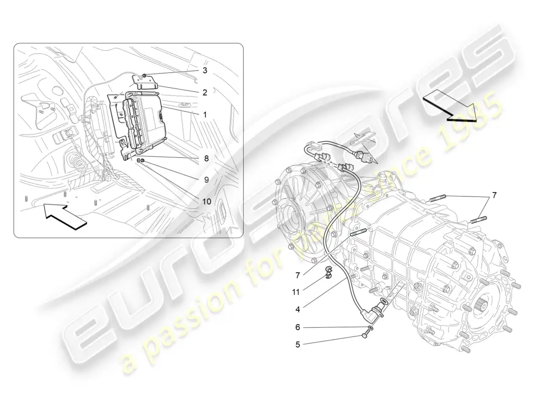 maserati granturismo (2009) electronic control (gearbox) parts diagram