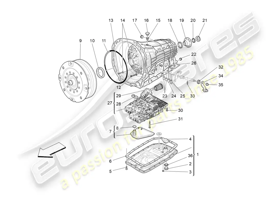 maserati granturismo (2012) gearbox housings parts diagram