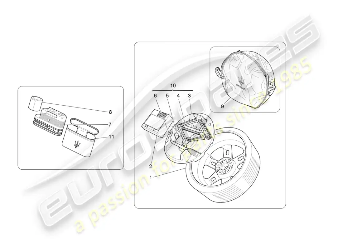 maserati granturismo (2008) standard provided parts diagram
