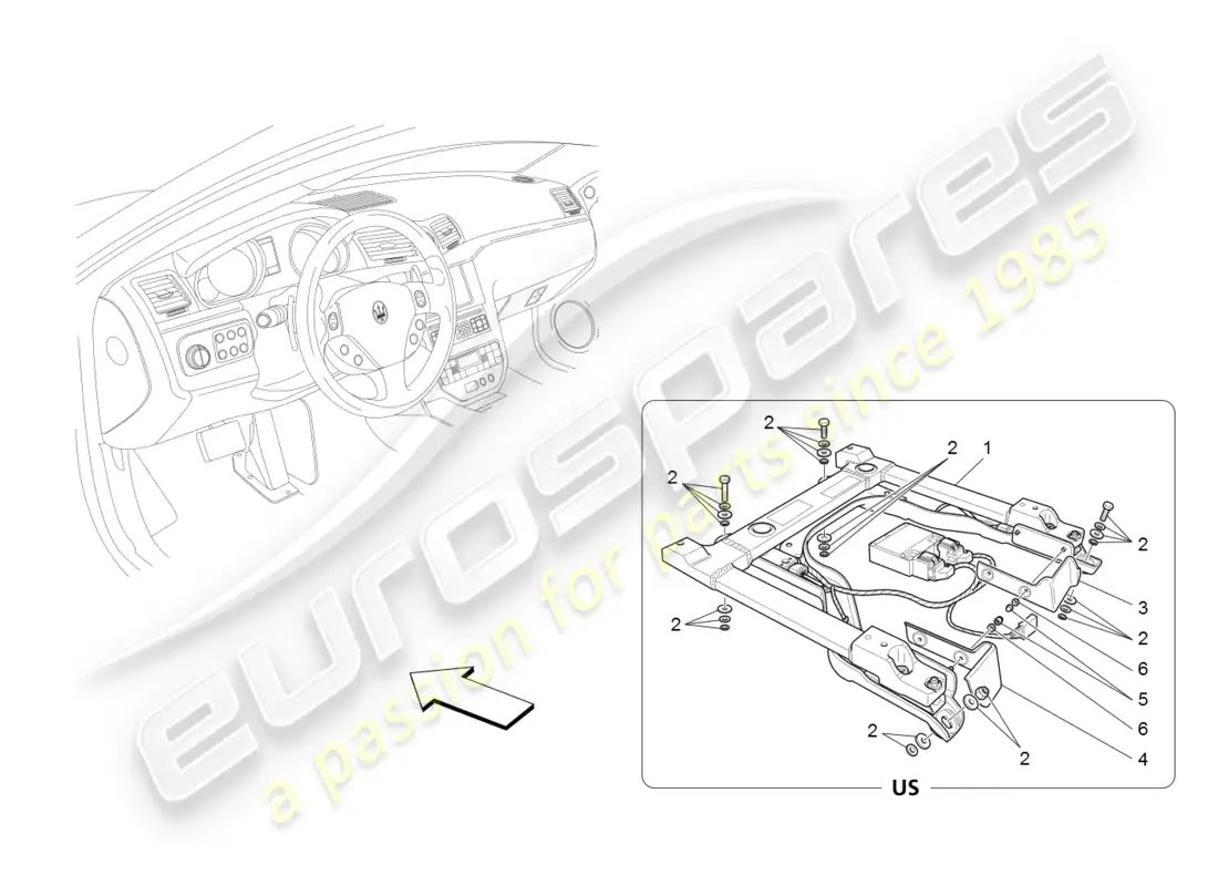 maserati granturismo (2008) passenger's airbag-deactivation parts diagram