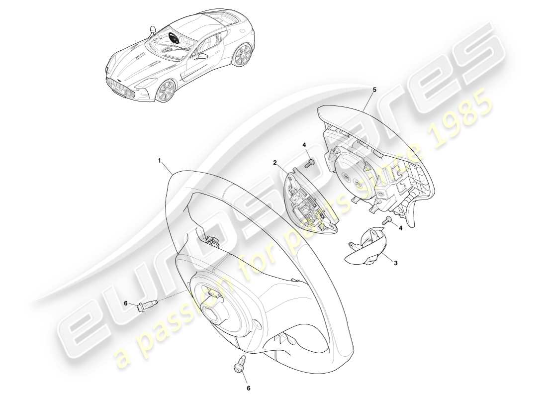 aston martin one-77 (2011) steering wheel assembly parts diagram