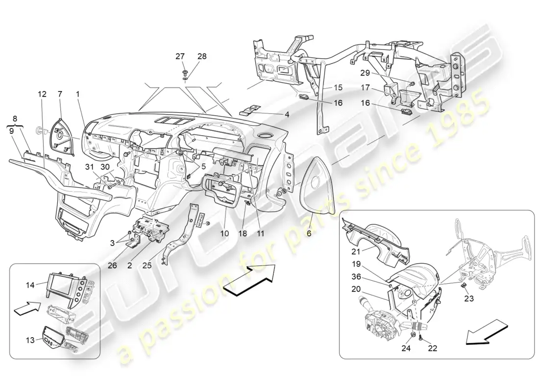 maserati granturismo s (2016) dashboard unit parts diagram