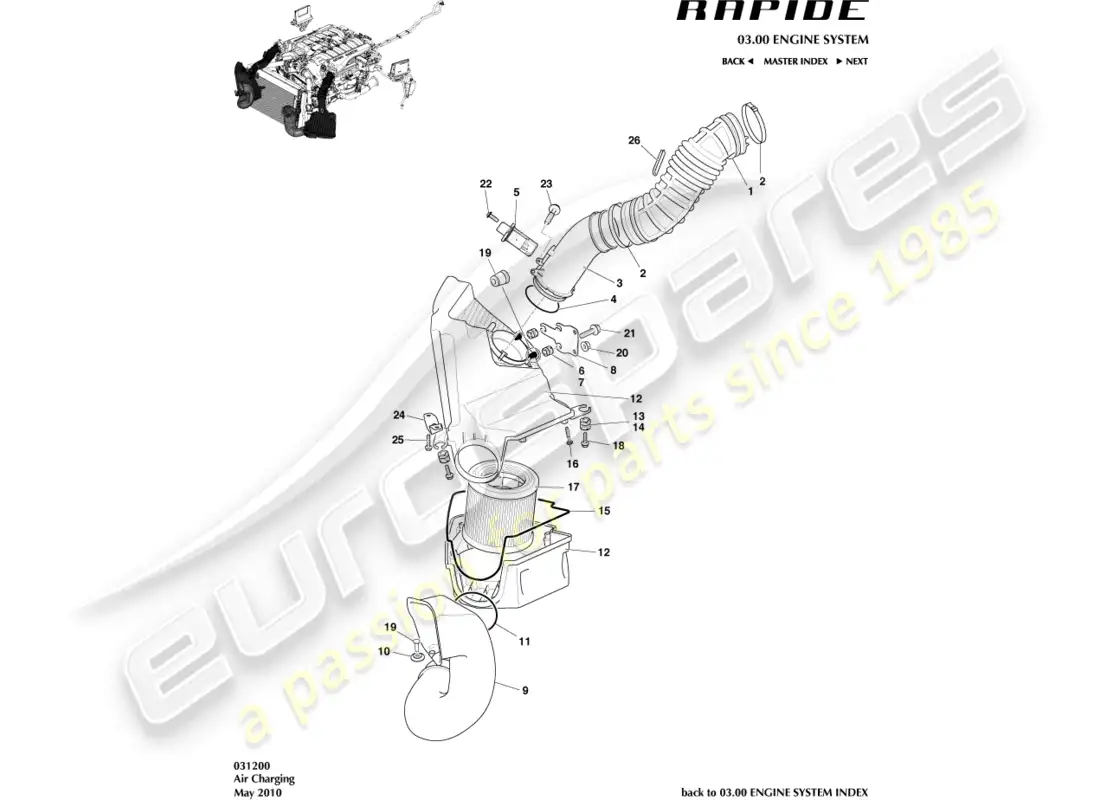 aston martin rapide (2012) air charging parts diagram