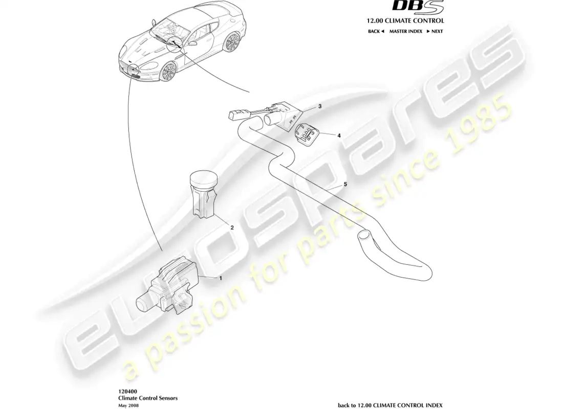 aston martin dbs (2008) sensors parts diagram