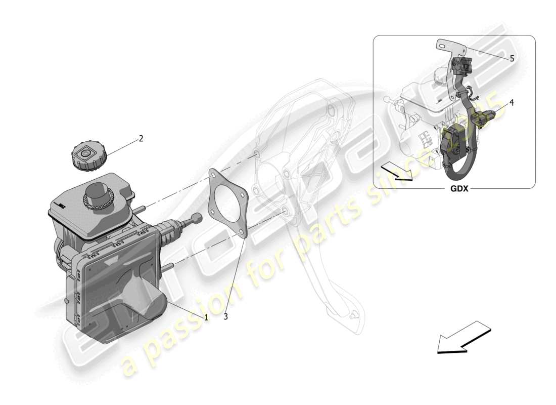 maserati grecale gt (2023) brake servo system part diagram