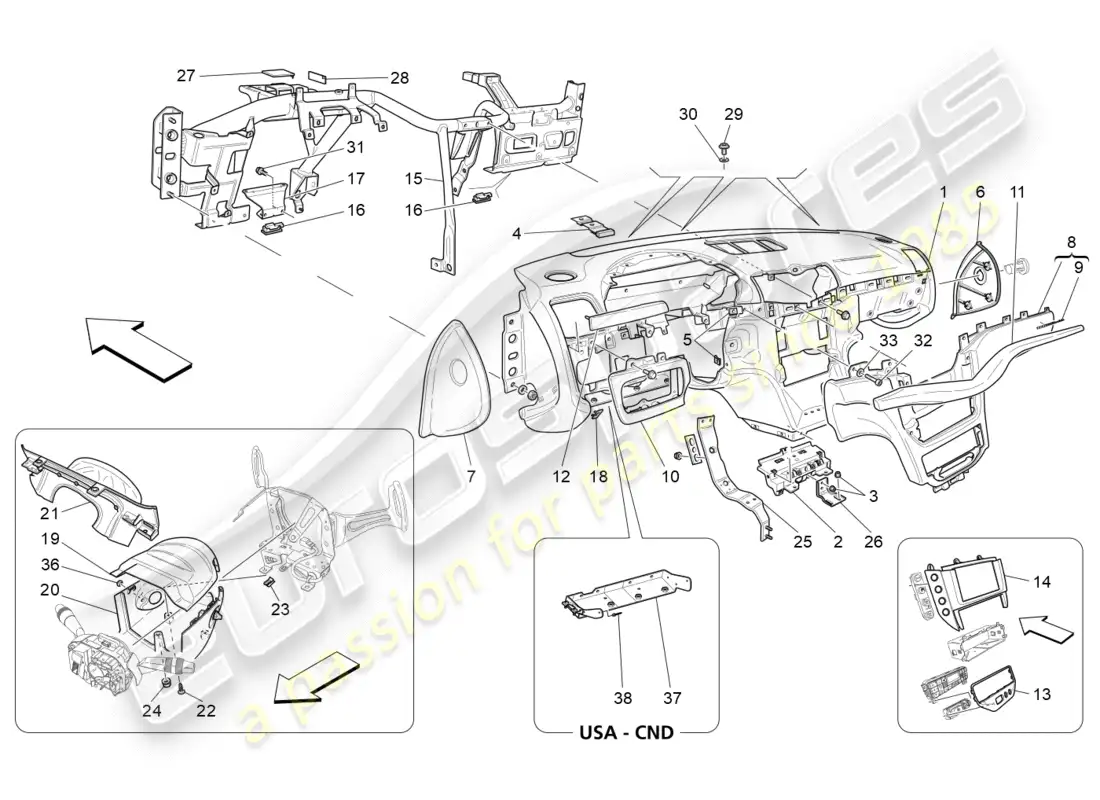 maserati granturismo s (2016) dashboard unit parts diagram
