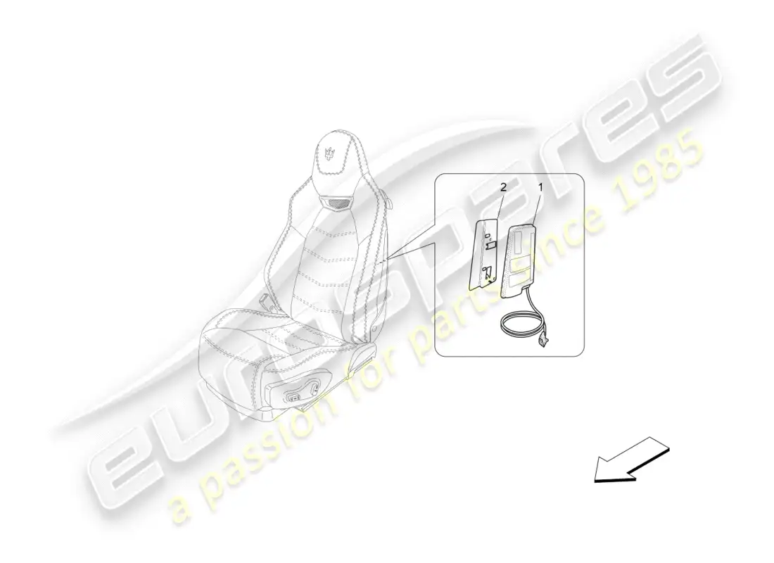 maserati granturismo s (2019) front side bag system parts diagram