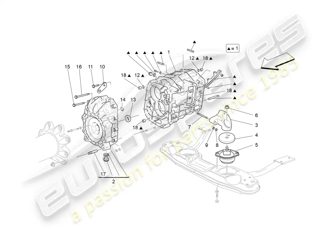 maserati granturismo (2012) gearbox housings parts diagram