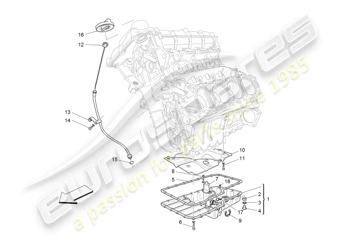 maserati granturismo (2008) lubrication system: circuit and collection parts diagram