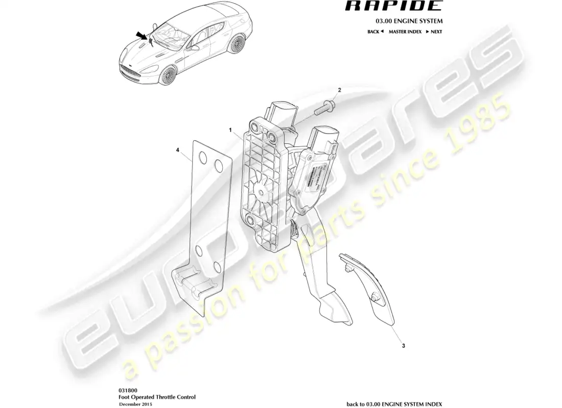 aston martin rapide (2012) throttle control parts diagram