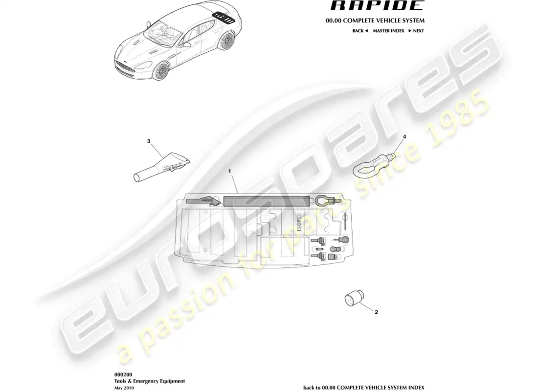 aston martin rapide (2012) tools & emergency equipment parts diagram