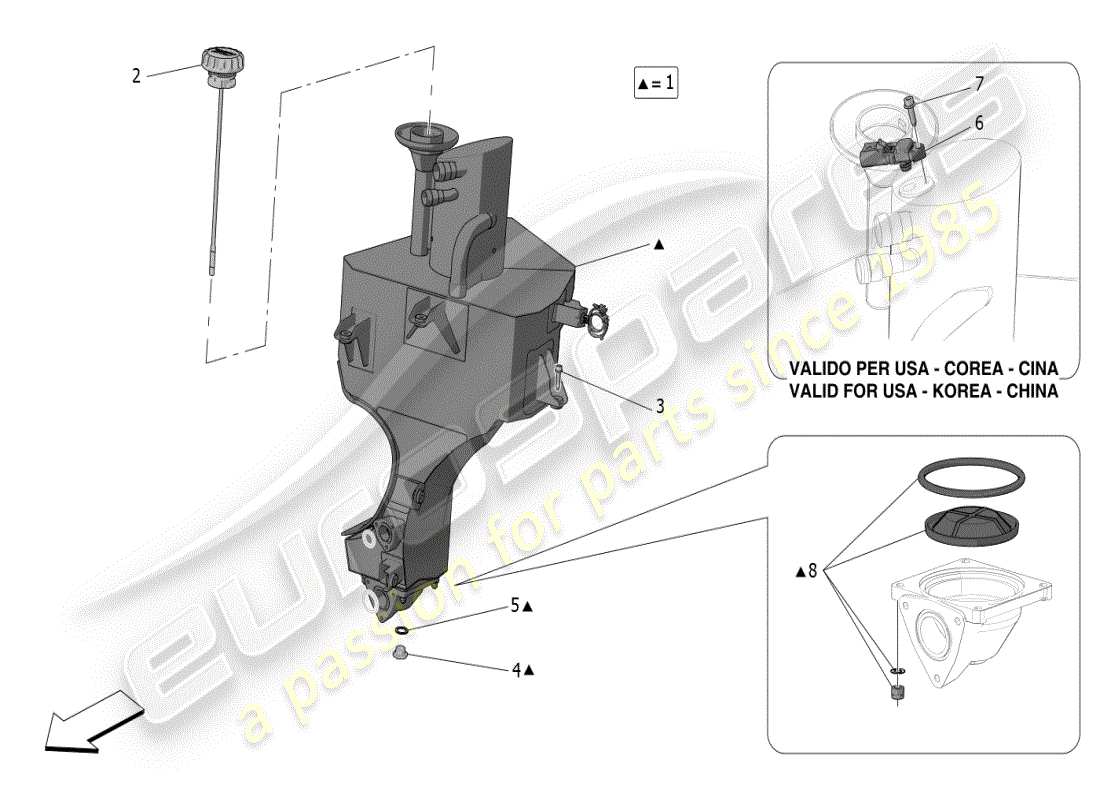 maserati mc20 (2024) lubrication system: circuit and collection parts diagram