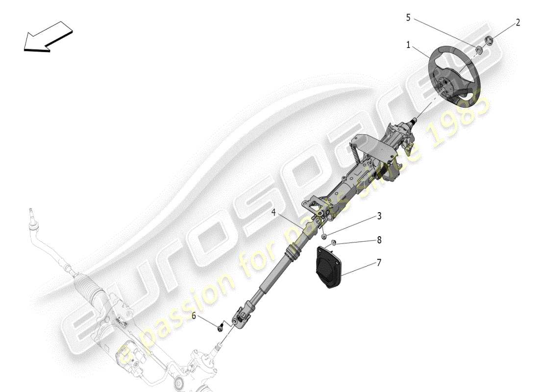 maserati mc20 (2024) steering column and steering wheel unit parts diagram