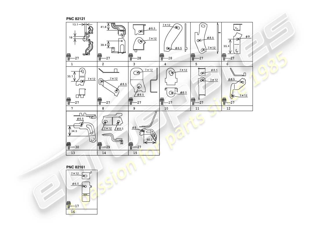 aston martin cygnet (2012) wiring clamps and brackets part diagram