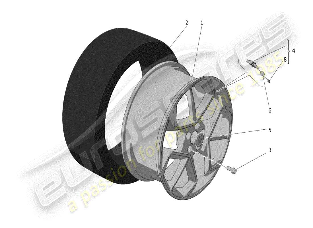 maserati mc20 (2024) wheels and tyres parts diagram