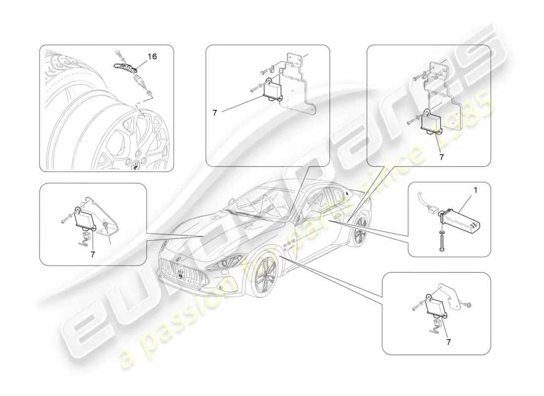 maserati granturismo s (2019) tyre pressure monitoring system parts diagram