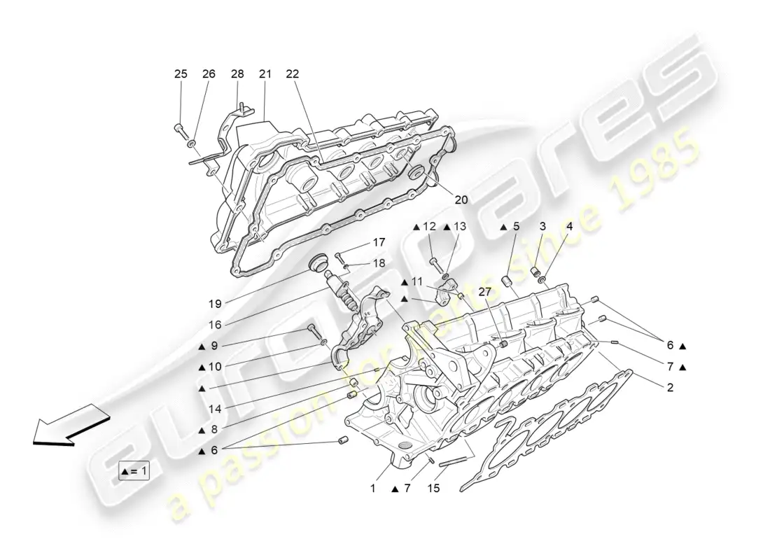 maserati granturismo s (2018) rh cylinder head parts diagram