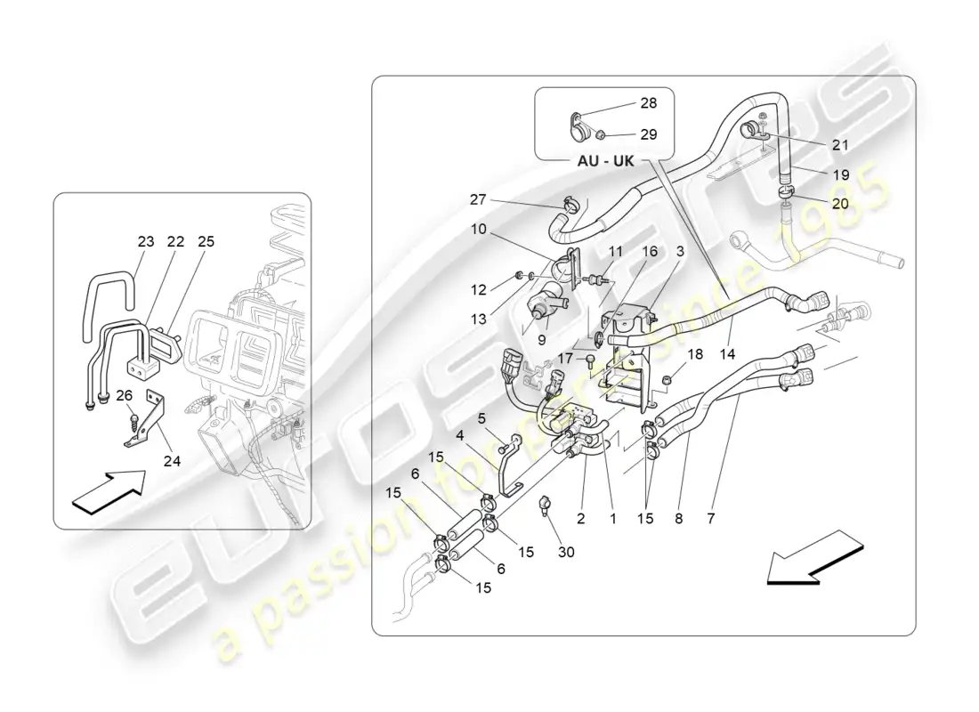maserati granturismo (2012) a/c unit: engine compartment devices parts diagram