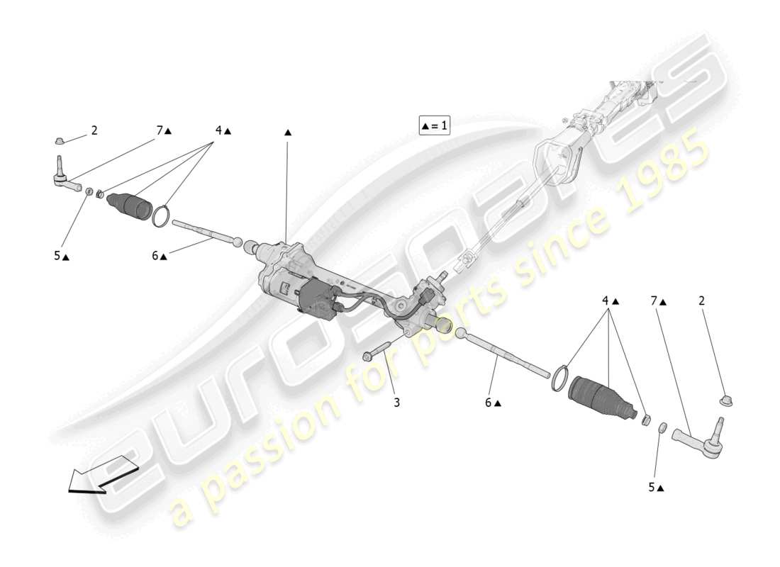 maserati grecale gt (2023) complete steering rack unit part diagram