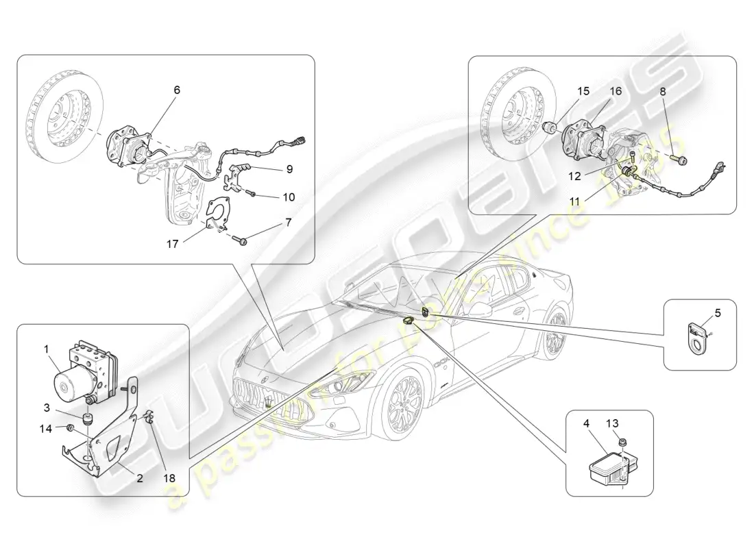 maserati granturismo s (2018) braking control systems parts diagram