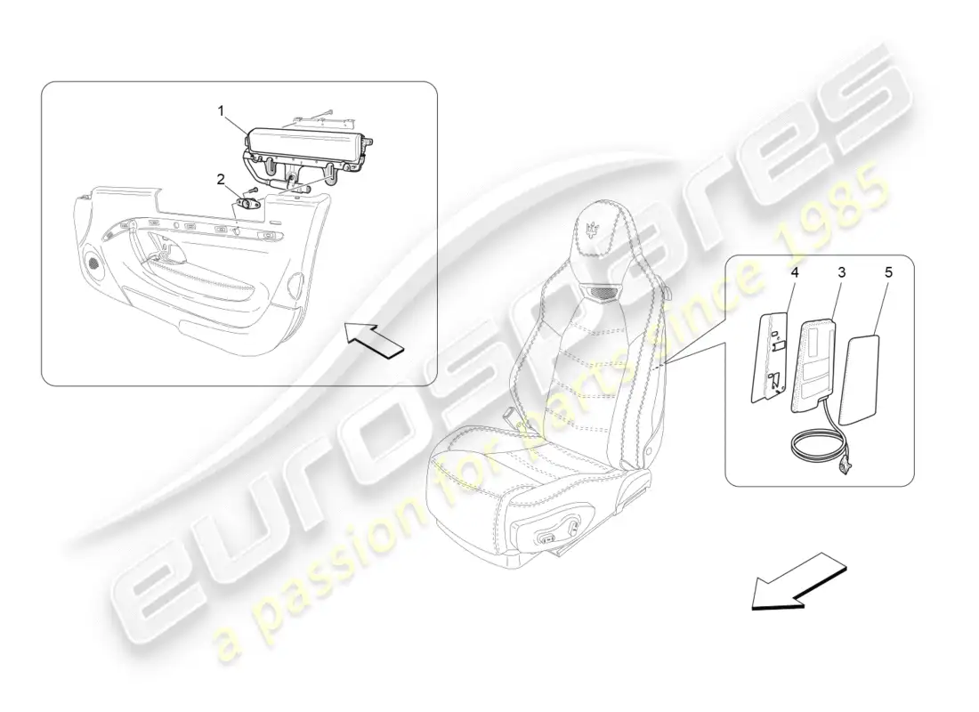 maserati granturismo s (2014) front side bag system parts diagram