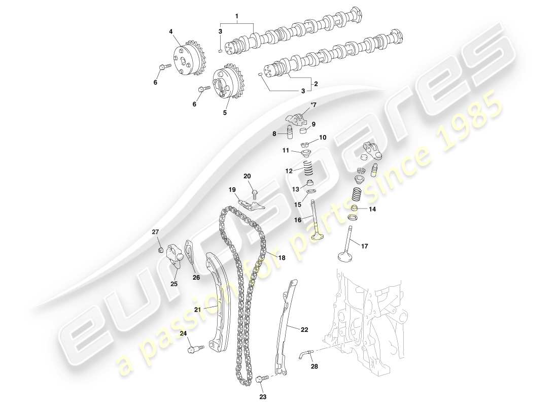 aston martin cygnet (2012) camshafts and valves part diagram